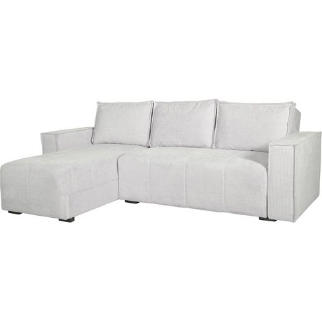 Divano Letto con Penisola Naturno, Contenitore, Lavabile, 237x169 cm Bianco
