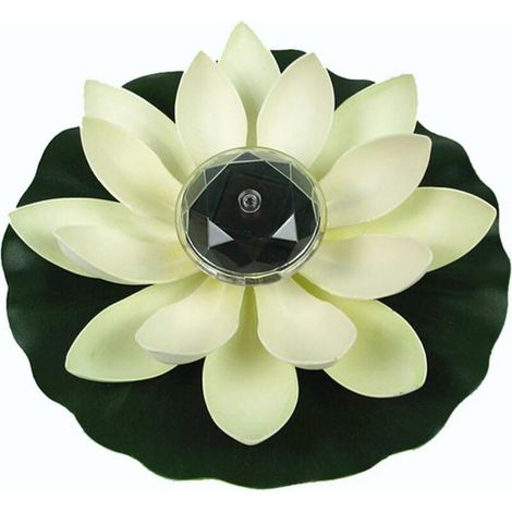 Lumière de Lotus, décoration de Bassin Flottant Solaire Fleur de Lotus LED changeant de Couleur de Fleurs Nuit Lampe de lumière pour Pool Party Garden House(Blanc)