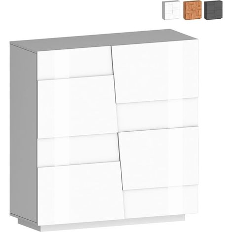 Aparador moderno 2 puertas armario recibidor multiusos 120 x 44,6 x 126 cm Seeley - Blanco brillante