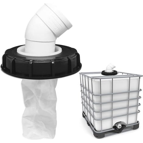 45° Filtre À Couvercle IBC, Accessoires De Réservoir IBC 163 mm Lavable Couvercle De Filtre en Nylon avec Couvercle De Baril d'argile De Filtre Net pour réservoir d'eau de Pluie IBC DN 150 (1/5)
