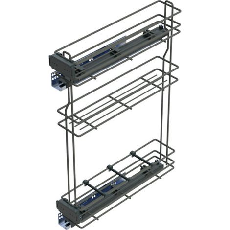 EMUCA porte-bouteilles extractible TitaneMax avec fermeture à amortie - gauche - 3 plateaux - module 150mm - Acier - Gris Anthracite (1/6)