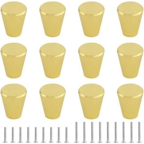 Boutons de tiroir coniques massifs pour meubles, armoires, caves à vin, etc. - Lot de 12, couleur or (1/4)