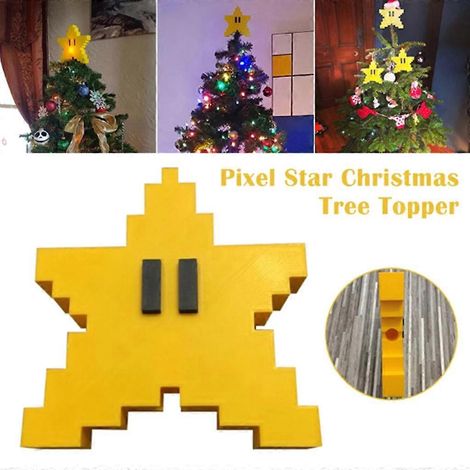 Étoile de Noël 3D Pixel, décoration classique de jeu pour sapin de Noël, cadeau de Noël (1/4)