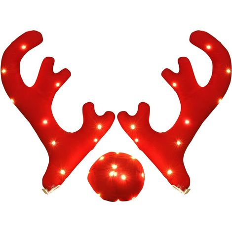 Cornes de Renne pour Voiture - Attrayant Lumière Noël avec Bois Éclairants (1/5)