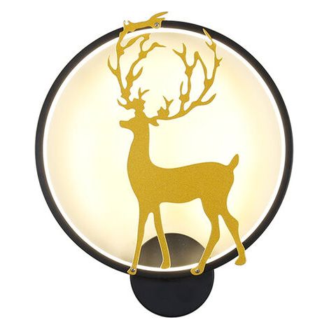 BUNTHAUS Applique murale nordique Elk, lampe de chevet dans la chambre à coucher moderne minimaliste créatif escalier balcon décoration LED allée lampe, Noir, trois couleurs de lumière variab (1/5)
