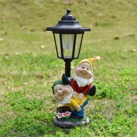 1 lampe solaire hexagonale, gnome décoratif, résine résistante aux intempéries, éclairage automatique au jardin et terrasse