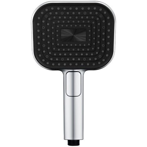 Pommeau de douche économique en eau, anticalcaire, en silicone alimentaire, haute pression, grand format, 3 jets, chromé (1/5)