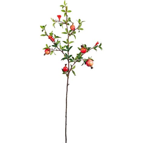 Branche de Grenadier Artificielle Rouge 5 Fruits et Fleurs Réalistes, Toucher Naturel, Décor Mariage et Arrangements Floraux DIY (1/5)