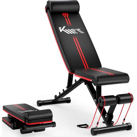 KM-Fit weight bench 400 kg with power ropes, 6-way adjustable seat, full-body workout