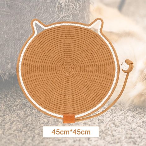 Tapis de griffoir pour chat mural en coton tressé forme oreilles de chat 45x45 cm (1/5)