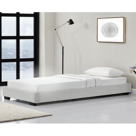 Letto Singolo Hamar 90 x 200 cm Rivestimento in Similpelle Bianco Corium (1/5)