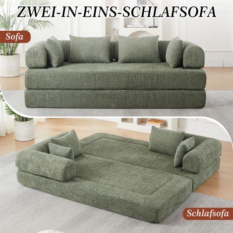 4-in-1 CHENILLE Stoff Schlafsofa mit verstellbarer Rückenlehne – 4 Aufbauformen, KEIN AUFBAU, rutschfestes Granulatdesign, schmutzabweisend & haustierfreundlich, inkl. 4 Kissen, modulares Sofa Bett fü (1/5)
