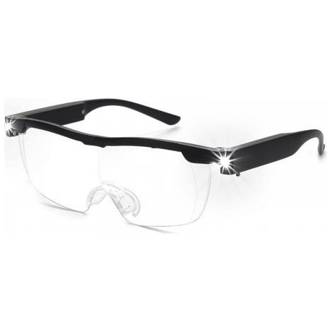 Lunettes loupes 180 % avec lumière LED rechargeable - Lunettes grossissantes puissantes - Lunettes mains libres pour travail rapproché, artisanat, bijoutiers, lecture, loisirs (1/5)