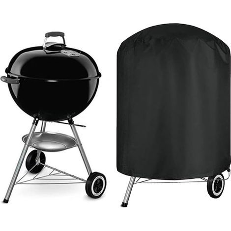Housse de barbecue ronde et étanche, idéale pour barbecue Weber Char-Grill, Akorn, Kamado, etc. (Noir) (1/5)