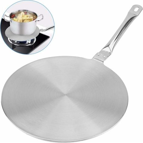 Adaptateur pour plaque à induction, disque convertisseur, anneau diffuseur de chaleur en acier inoxydable avec poignée résistante à la chaleur (20 cm) UNOIU (1/5)
