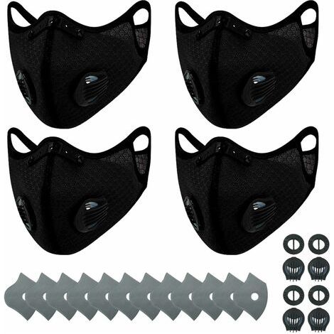 4 masques anti - poussière sport + 12 filtres à charbon actif pour des activités de plein air réutilisables et respirantes (1/5)