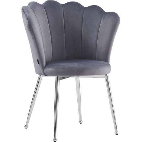 Lot de 2 chaises NYMPHEA pieds Chrome assise Velours Anthracite (1/5)