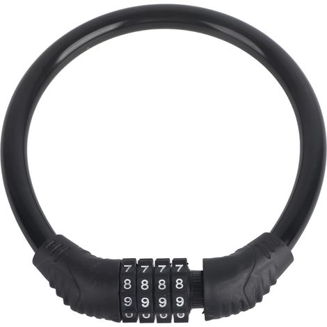 Câble antivol vélo haute sécurité à code 4 chiffres pour cyclisme extérieur noir (1/5)
