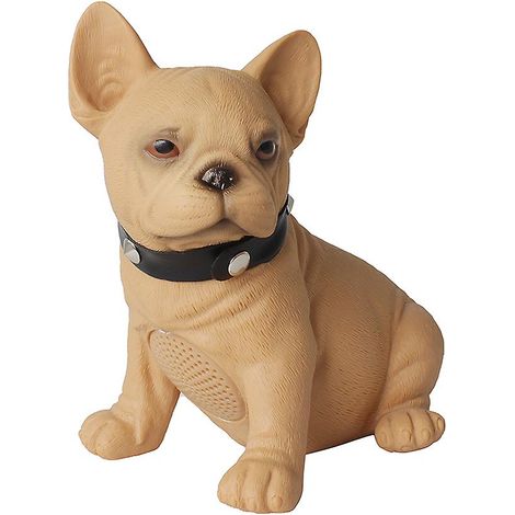 Mini enceinte portable sans fil au design mignon d'animal de dessin animé, motif chien, couleur beige.