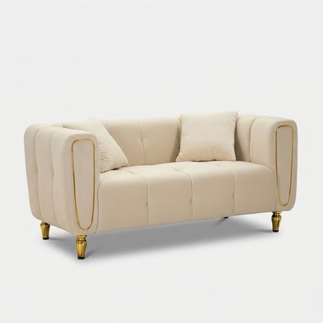 Sofá mauro ferretti Alma crema terciopelo 2 plazas (1/5)