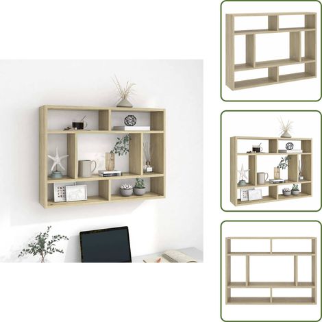 Wandregal Sonoma-Eiche 75x16x55 cm Holzwerkstoff - Wand Regal - Holzregal - Eiche Deko - Aufbewahrungswandregal - Wohnraum Organisation (1/5)
