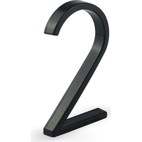 12 cm (5 Zoll) großes, schwebendes Hausnummernschild, moderne Türnummern, Straßenadressenschild, schwarzes Metall (Schwarz, 2) (1/5)