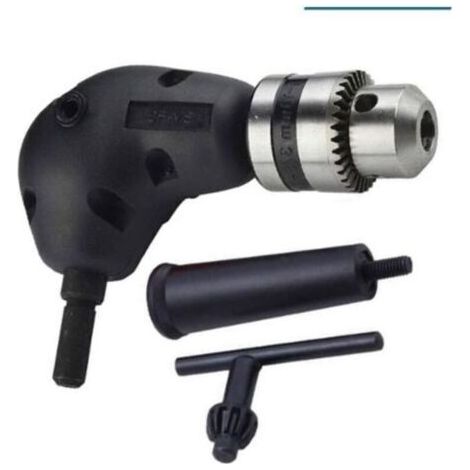 Extension de mandrin de perceuse à angle de 90 degrés, adaptateur de perceuse à angle droit, accessoires d'outils électriques de fixation de mandrin pour percer dans des espaces restreints (1/4)
