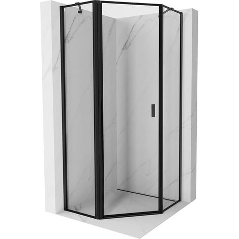 Mexen Mist fünfeckige Duschkabine, links öffnend 90 x 90 cm, schwarzer Rahmen, Schwarz - 8A8-090-090-70-70-L (1/5)