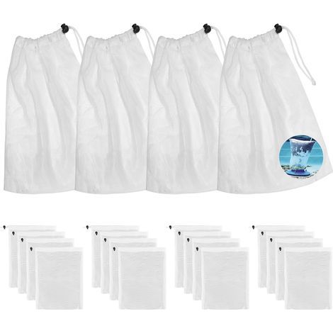 Lot de 20 sacs filtrants pour aspirateur de piscine - Filet de rechange - Avec cordon de serrage - Pour aspirateur de piscine - Pour récupérer les feuilles (1/5)