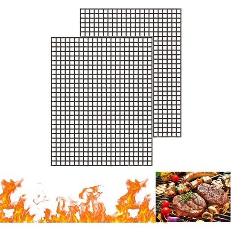 Tapis Barbecue - Lot De 2 - Fibre De Verre PTFE - Antiadhésif Réutilisable - Gaz Charbon Électrique Air Fryer - 40x30 Cm (1/5)