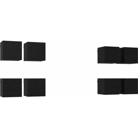 Meuble TV mural 8 pcs Chêne noir 30,5 x 30 x 30 cm vidaXL