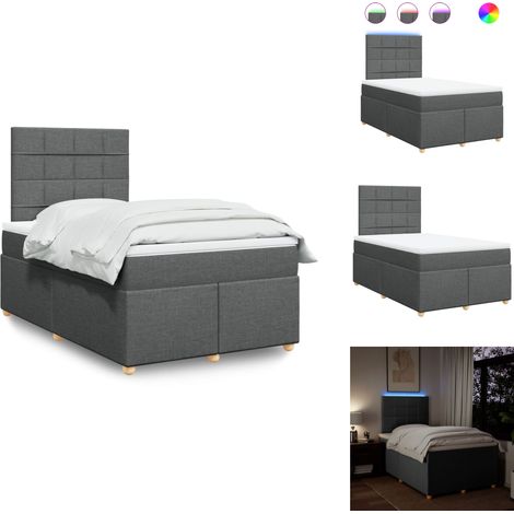 Sommier à lattes de lit avec matelas gris foncé 120x190cm tissu - Sommier À Lattes De Lit - Sommiers À Lattes De Lit - Lit - Meuble De Chambre À Coucher (1/5)