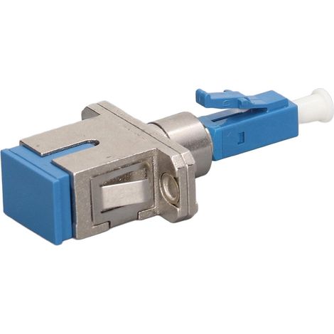Adaptateur hybride LC mâle vers SC femelle monomode 9 × 125 µm pour fibre optique, compatible avec les localisateurs visuels de défauts et les wattmètres optiques. (1/5)
