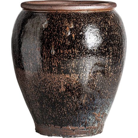 Amphore colonial marrón en cerámica de diseño - Ton marron chocolat avec nuances cuivrées (1/5)
