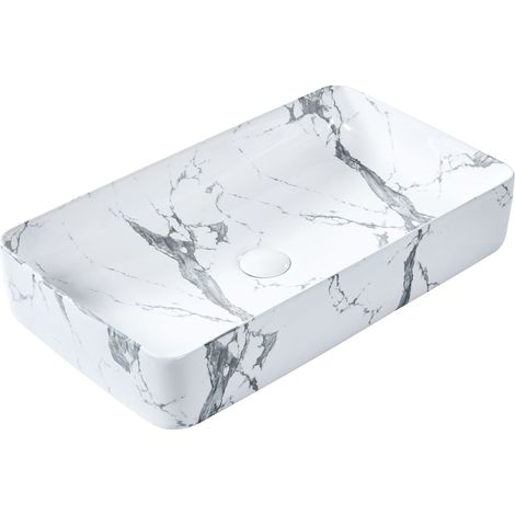 Countertop Basin IPALA 620 x 350 mm Ceramic White Marble (1/5)