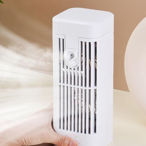 Climatiseur portable - Refroidisseur personnel - Refroidissement rapide - Fonction brumisateur - Réservoir de 120 ml - Blanc