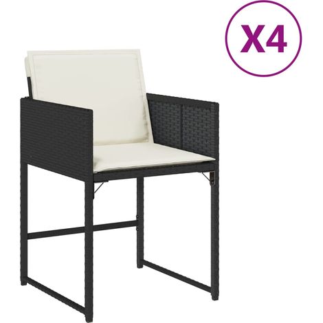 Maison Exclusive - Sedie da Giardino con Cuscini 4 pz Nere in Polyrattan