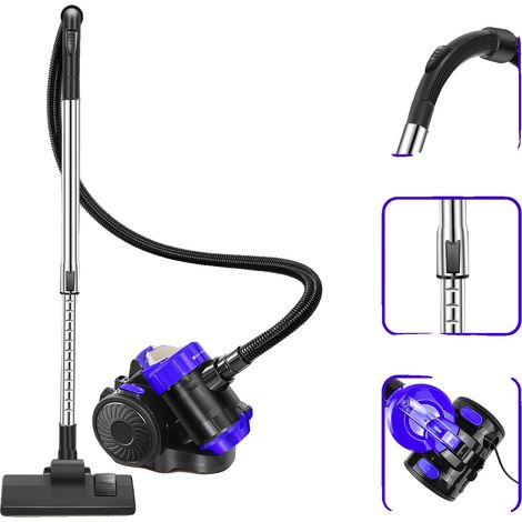 Aspirateur cylindrique sans sac, aspiration puissante, design compact, Bleu (1/2)