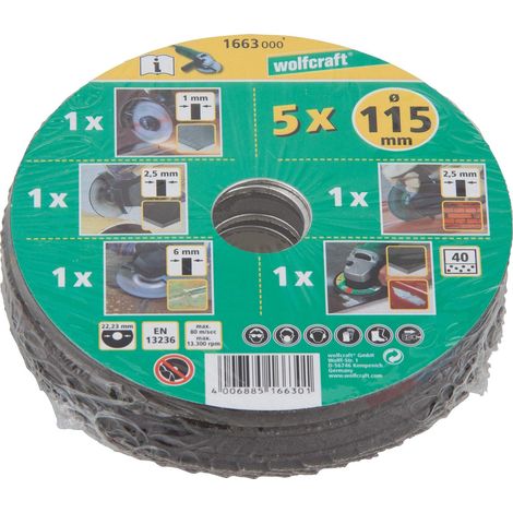 Kit de 5 Disques à Tronçonner et Meuler Ø 115 mm pour Métal