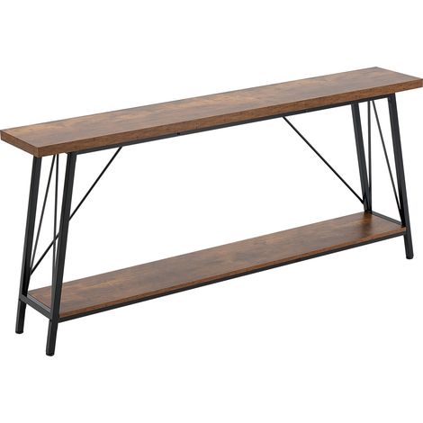 Mophorn Schmaler Konsolen-Sofatisch, 70,9 Zoll, 2-stufiger langer Eingangs- und Flurtisch, Metallrahmen, für Wohnzimmer, Schlafzimmer und mehr