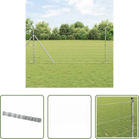 Clôture en acier galvanisé - Clôture de prairie Argenté 50 x 1,2 m Acier galvanisé (1/5)