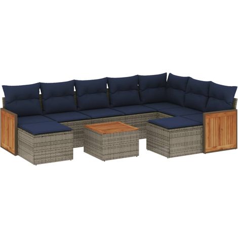 Maison Exclusive - 10-teiliges Gartensofa-Set mit Kissen, grau, P