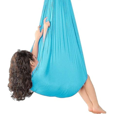 Balançoire sensorielle d'intérieur pour thérapie, compatible avec adultes, enfants et adolescents - 100 x 280 cm - Bleu lac (1/4)