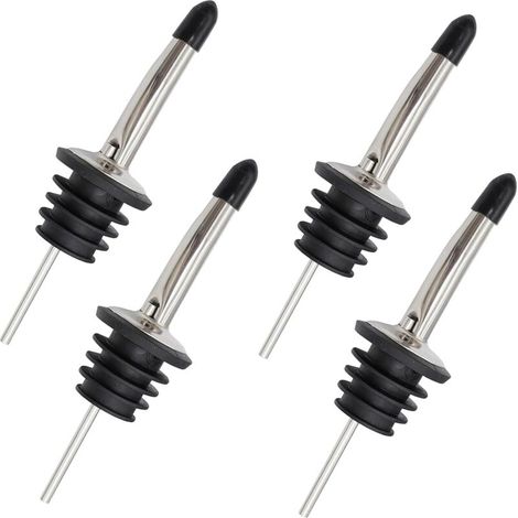 4-Piece Oil Pouring Spout Set, Olive Oil Pourer, Stainless Steel Dispenser, Olive Oil Stopper, Olive Oil Pouring Spout, Conical Bottle Pouring Spout, with Rubber Stopper (1/5)