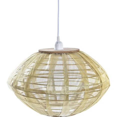 Suspension bambou naturel style balinais finition dorée élégante - bambou naturel doré (1/5)