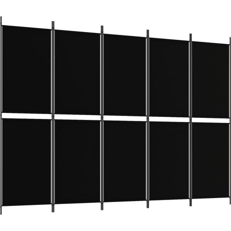 5-Panel Room Divider Black 250x180 cm Fabric vidaXL