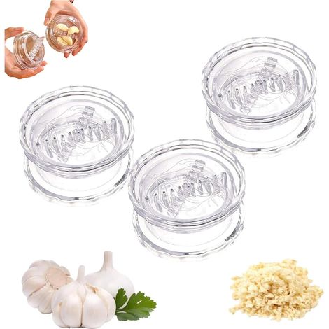 3pcs Outil manuel transparent pour tordre l'ail et hacher le gingembre, outil multifonctionnel pour tordre l'ail, le gingembre, les poivrons et les herbes (3) (1/5)