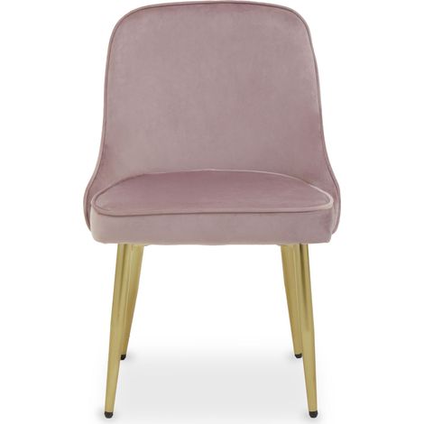 Interiors by Premier Dusky Pink Velvet Dining Chair, Mid-Century Modern Pink and Gold Velvet Dining Chairs, Luxury Dining Chair (1/5)
