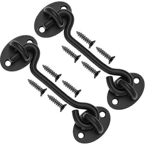 Crochets vintage robustes de 7,6 cm (3 po) en acier inoxydable noir, lot de 2, pour portes et fenêtres, accessoires (1/5)