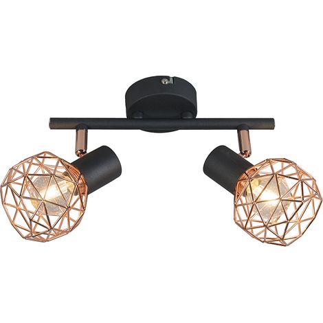 QAZQA Modern Black Spotlight with Copper 2-Light - Mesh